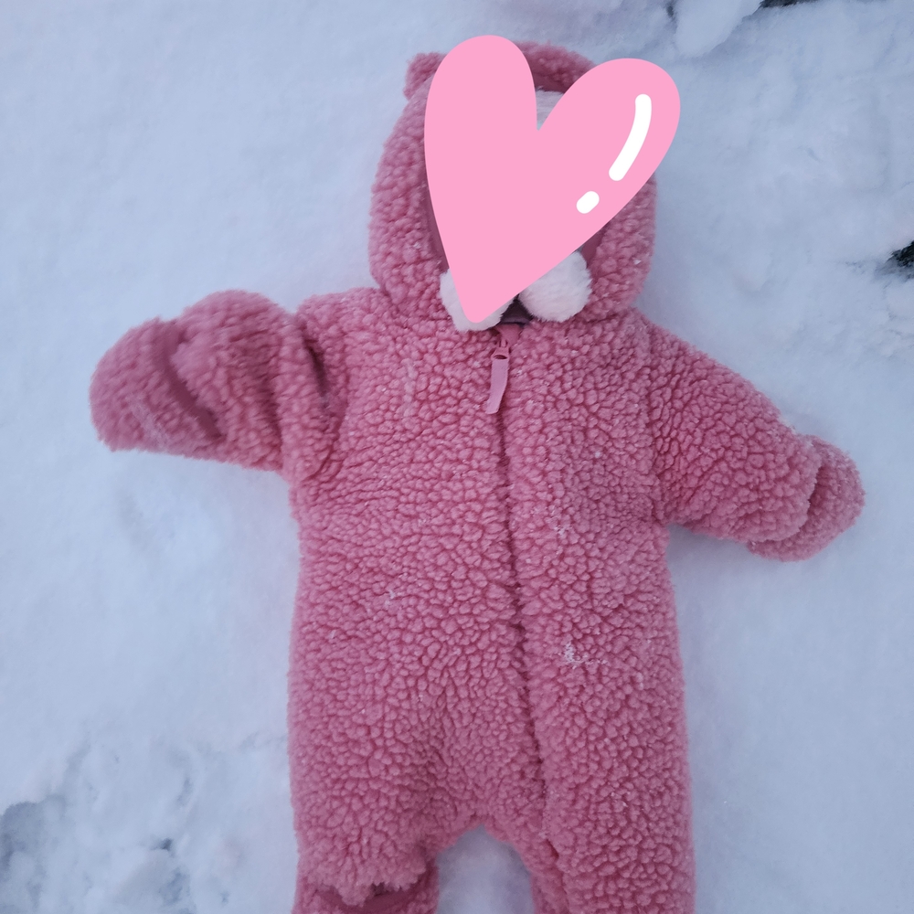 Pink Sherpa Footie One Piece with Hood